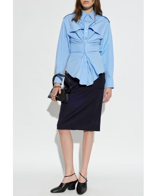 McQueen Blue Asymmetrical Cut Shirt