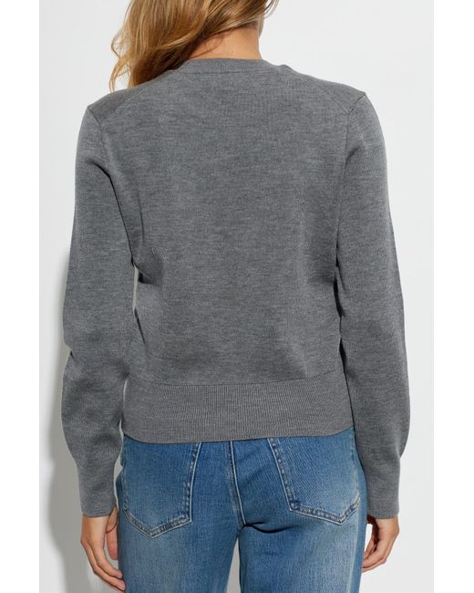 AMI Blue Wool Sweater With Crew Neckline