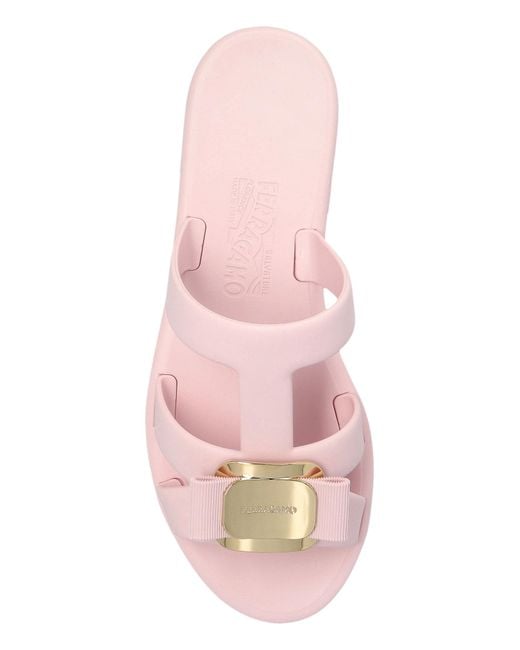 FERRAGAMO LILOU ラバースライド Ferragamo Rubber Slides Lilou in Natural | Lyst