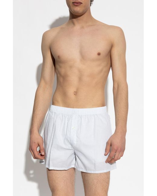 Hanro White Boxers With A Check Pattern for men