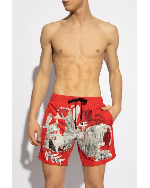 Iceberg Red Printed Swim Shorts for men