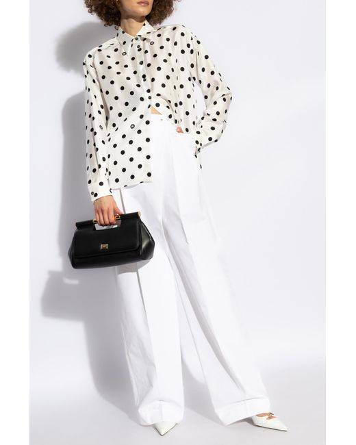 Dolce & Gabbana White Polka Dot Pattern Shirt