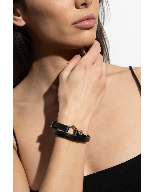 McQueen Black Leather Bracelet