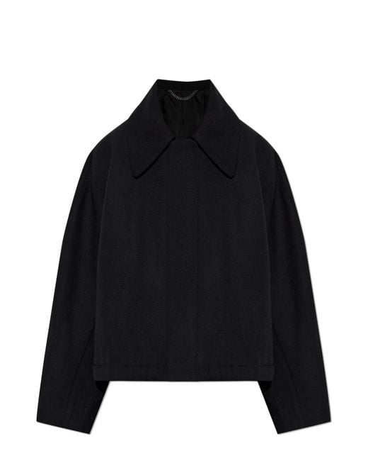 Victoria Beckham Black Wool Jacket With Drawstrings