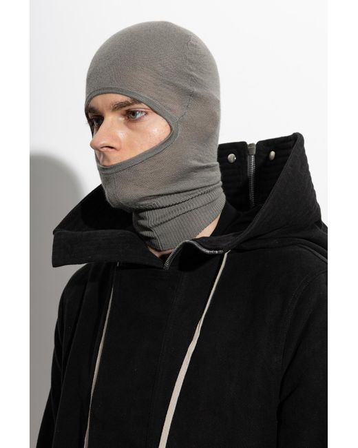 Rick Owens Gray Cashmere Balaclava for men