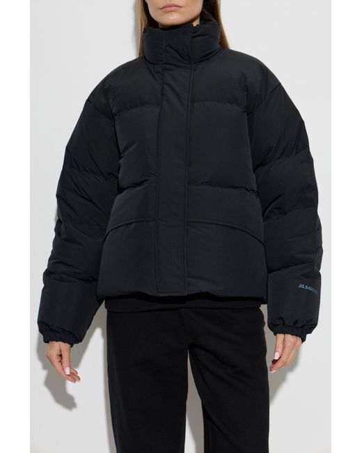 Jil Sander Blue Down Jacket With Stand-Up Collar