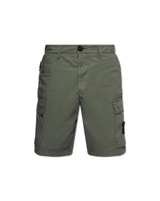 Stone Island Green Cargo Shorts, for men