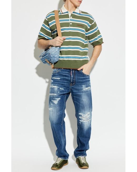 DSquared² Blue Polo With Logo for men