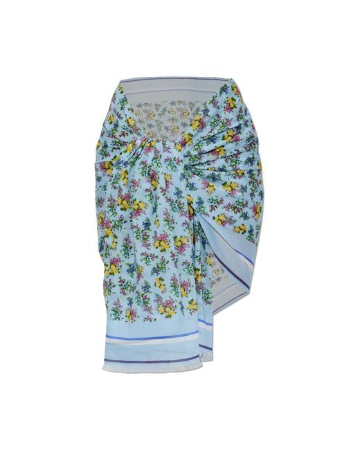 Dolce & Gabbana Blue Floral Motif Pareo
