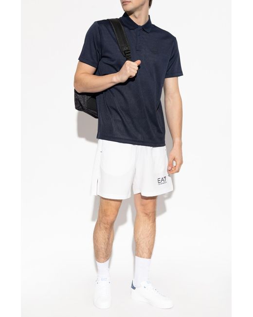 EA7 Blue Polo With Logo for men