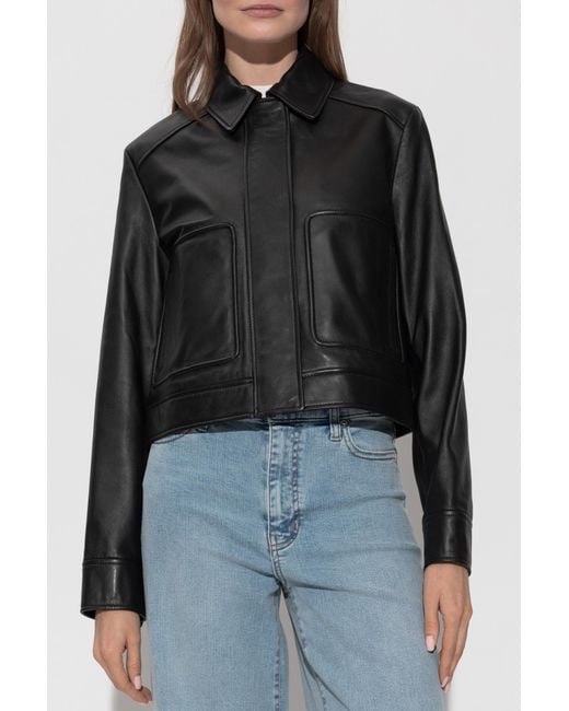 Maison Kitsuné Blue Leather Jacket
