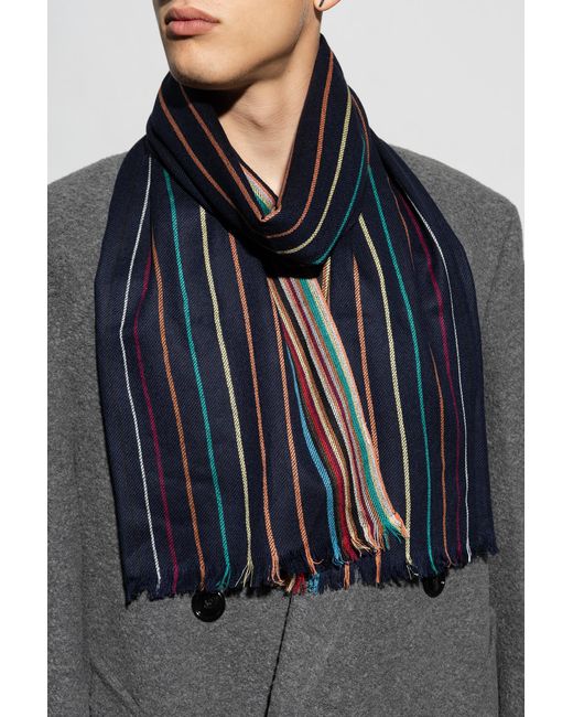 Paul Smith Blue Wool Scarf for men