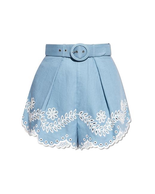 Zimmermann Blue Linen Shorts,
