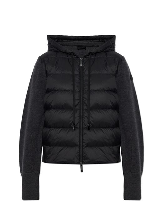 Moncler Black Cardigan With Quilted Front
