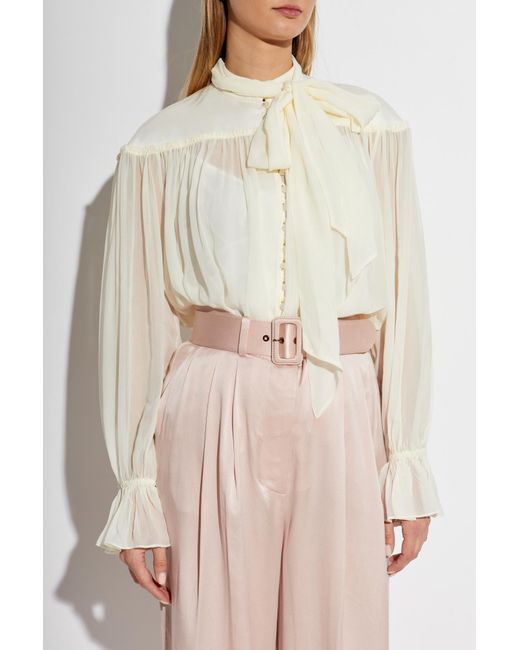 Zimmermann White Loose-fitting Shirt With Shimmering Buttons,
