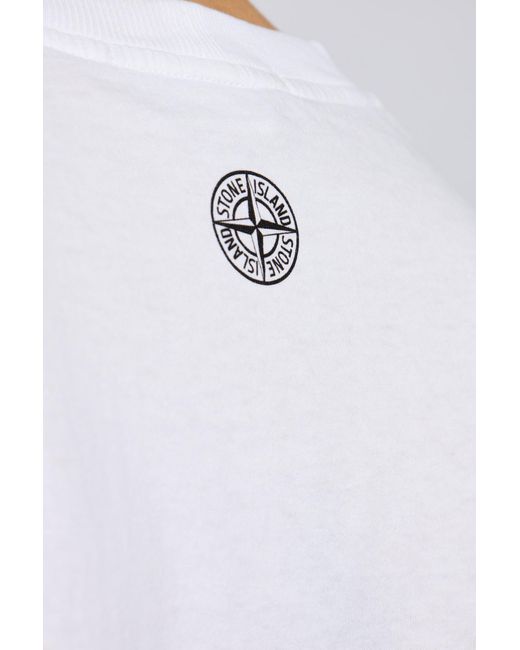 Stone Island White T-shirt With Logo, for men