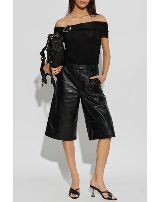 Rodo Black Leather Heeled Mules