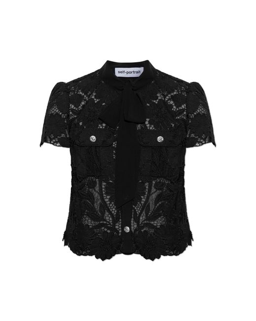 Self-Portrait Black Lace Top With Pockets