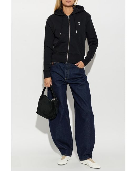 AMI Black Cotton Hoodie