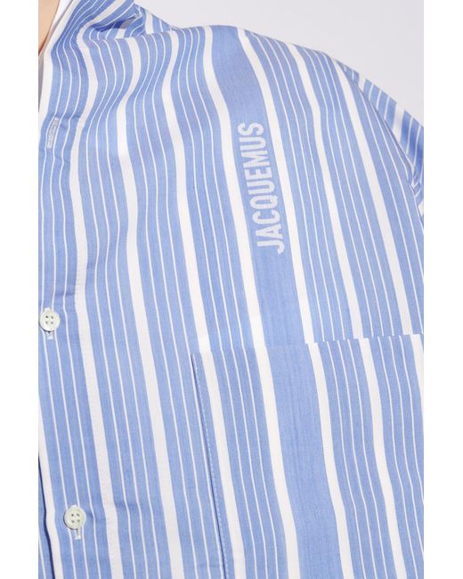 Jacquemus Blue 'Cuadro' Asymmetrical Shirt for men