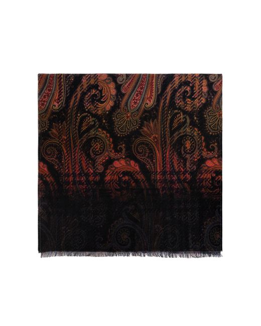 Etro Blue Wool Scarf With Raw Edge