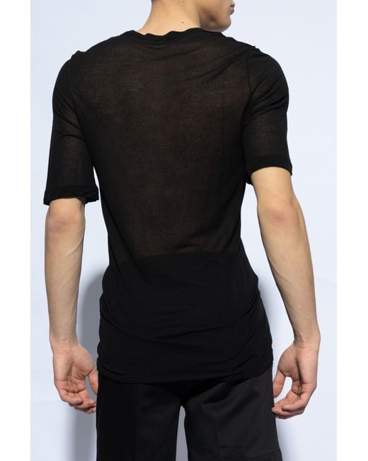 AMI Black T-Shirt With Round Neckline for men
