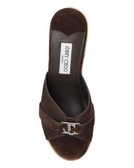 Jimmy Choo Brown Wedge Sandals "Leda"