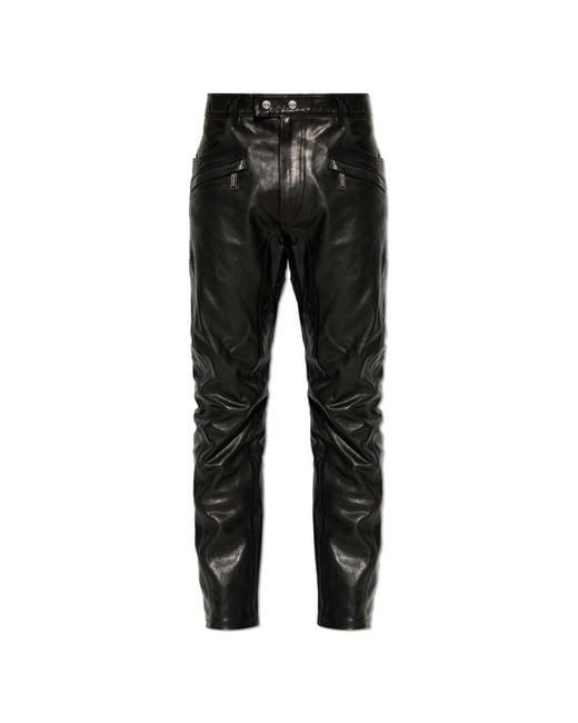 DSquared² Black Leather Trousers for men