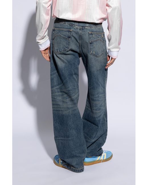 Rhude Blue Vintage Effect Jeans for men