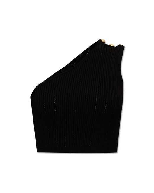 Balmain Black One-Shoulder Top