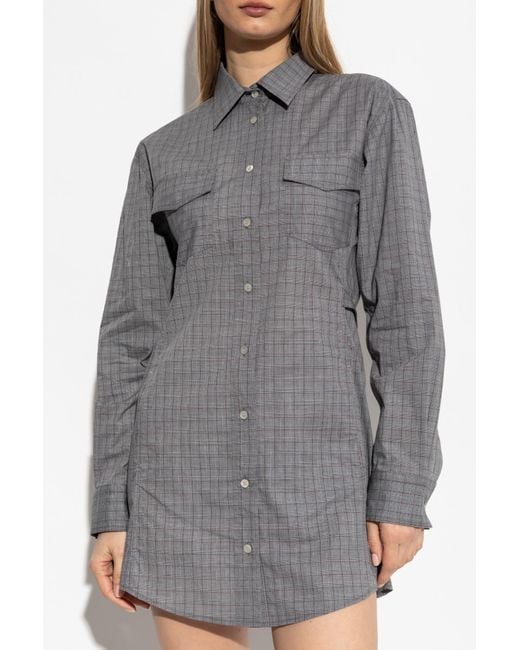 Acne Gray Dress With Check Pattern