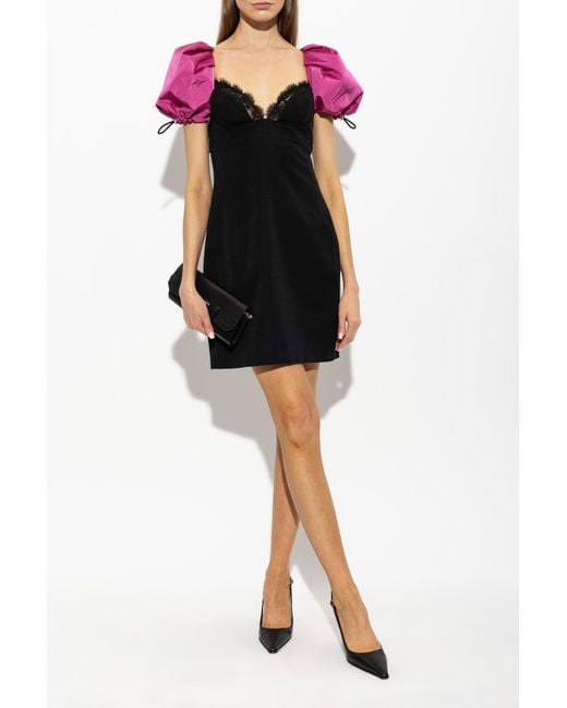 DSquared² Black Wool Dress With Puff Sleeves