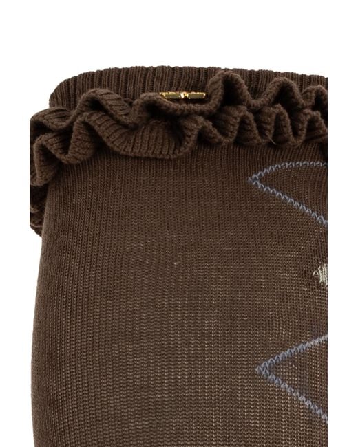 Ganni Brown Socks With A Frill