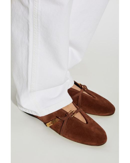 Moschino Brown Suede Ballet Flats