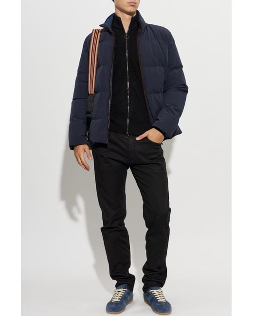 Paul & Shark Black Cardigan With A Stand-Up Collar for men
