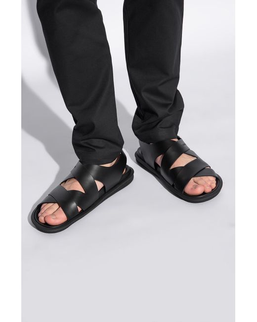 Giorgio Armani Black Leather Sandals, for men