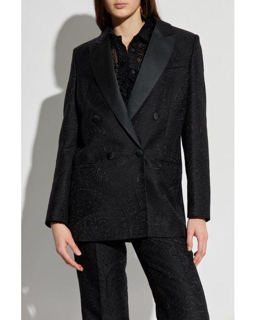 Etro Black Double-Breasted Blazer