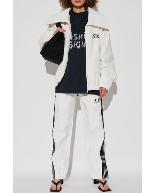 Balenciaga White Jacket With Embroidered Logo
