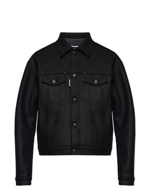 DSquared² Black Wool Jacket With 'Vintage' Effect for men