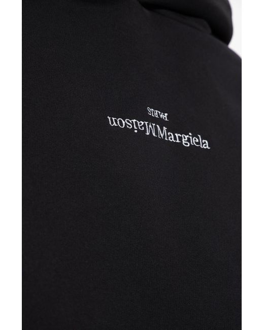 Maison Margiela Blue Cotton Hoodie With Logo for men