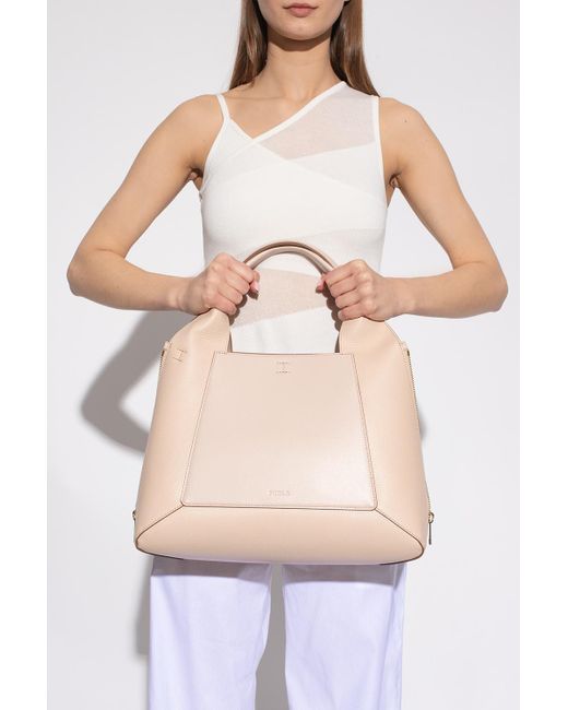 Furla Leather 'gilda Large' Shopper Bag in Beige (Natural) | Lyst