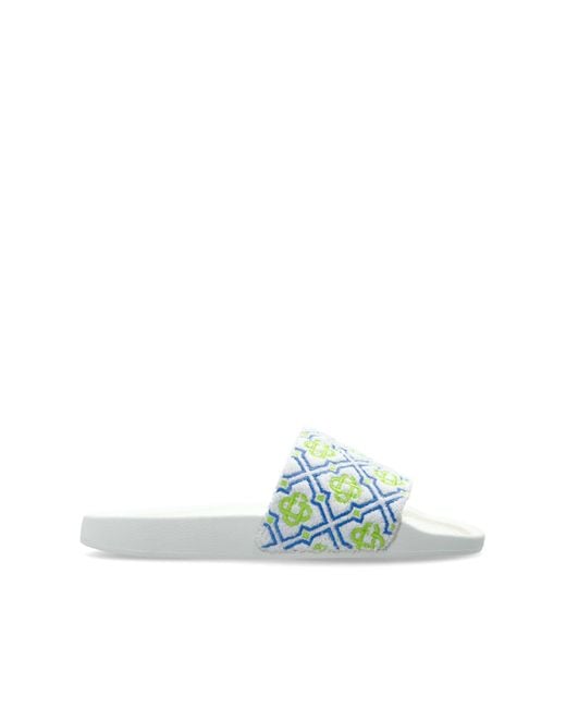 Casablanca White Monogram Slides for men