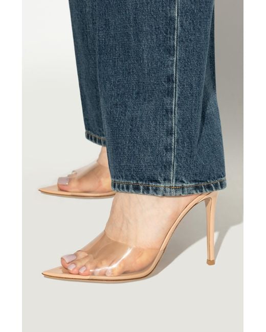 Gianvito Rossi White "Elle" Heeled Mules