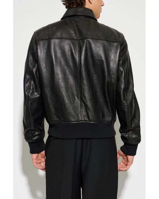 AMI Black Leather Jacket for men