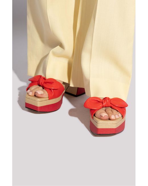 Jimmy Choo Red Platform Sandals 'Ricia'