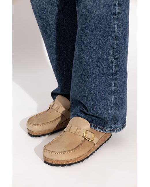Birkenstock White Buckley' Slides