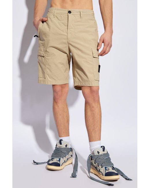 Stone Island Natural Shorts With Logo for men