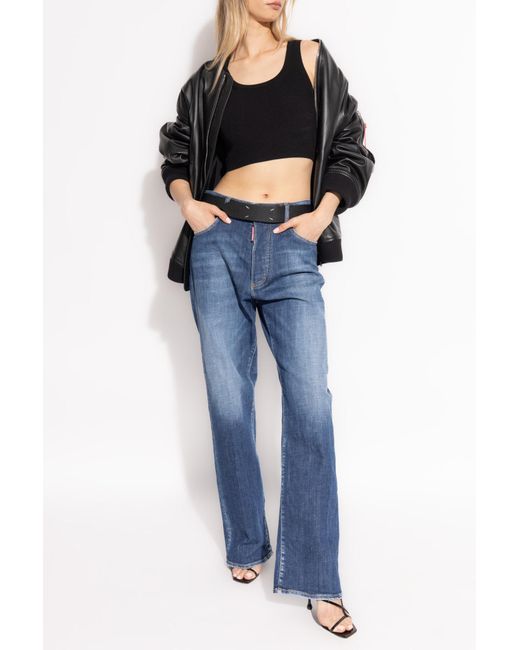 DSquared² Gray Leather Jacket By