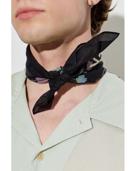 AllSaints Black Scarf With Floral Motif for men
