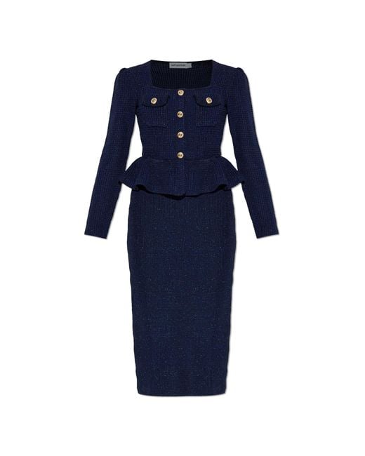 Self-Portrait Blue Peplum Dress